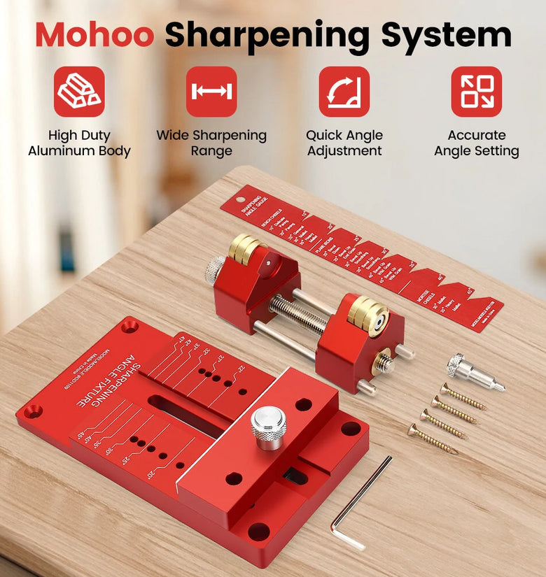 Mohoo Sharpening System Honing Guide Sharpening Holder Angle Fixture Angle Gauge for Woodworking Chisel