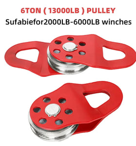 Heavy Duty Winch Pulley 6 Ton Capacity Alloy Steel Red Snatch Block for Towing Synthetic Rope Steel Cable ATV UTV Tractor Truck