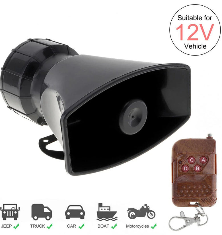 100W 7 Sound 12V 24V Car Police Vehicle Number Plate with Remote Control Warning Siren Horn for Car Truck Vehicle Motorcycle