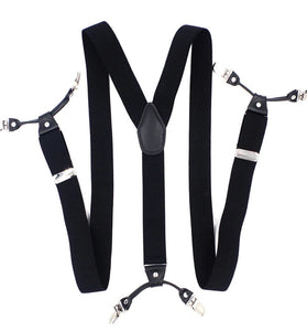 Men's Suspender Business Trousers Strap Clips Braces Vintage Casual Suspensorio Trousers Six-clip Shoulder Straps