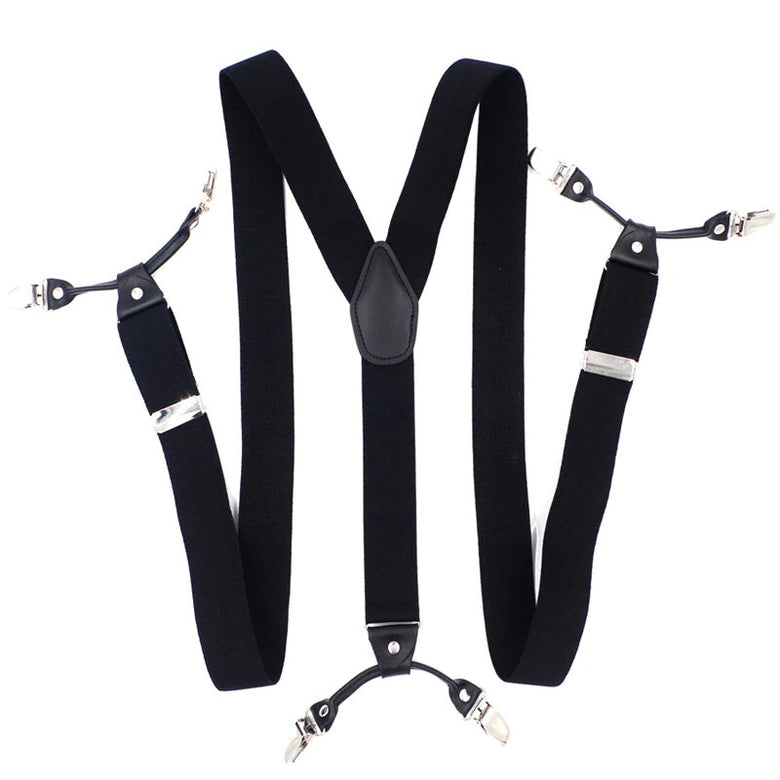 Men's Suspender Business Trousers Strap Clips Braces Vintage Casual Suspensorio Trousers Six-clip Shoulder Straps