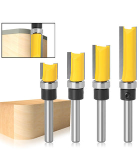 6.35mm Shank Router Bit Pattern Flush Trim Blade Bearing 1/2" Straight End Mill Slotting Milling Cutter For Woodworking Dia 12.7mm