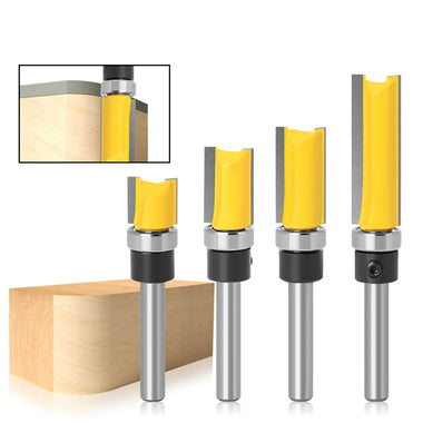 6.35mm Shank Router Bit Pattern Flush Trim Blade Bearing 1/2" Straight End Mill Slotting Milling Cutter For Woodworking Dia 12.7mm