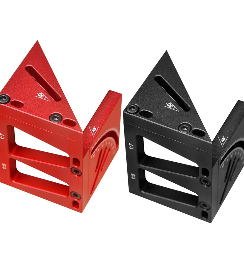 Woodworking Marking Ruler Aluminum Alloy Multi-functional Tool with 45 and 90 Line Marker Circular Centerline Square Angle Measurement Tool Dovetail Joint Marking Gauge Ideal for Carpenter Shop