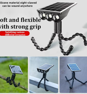 Elfeland Solar Octopus Spotlight With 3 Flexible Tentacles for Wrapping 360 Rotatable Head IP44 Waterproof for Garden Camping Decor