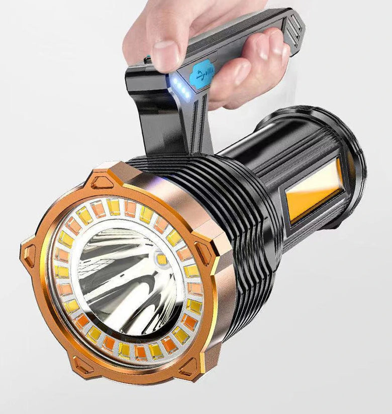 800LM LED+COB Handheld Flashlight Type-C USB Rechargeable Triple Light Source LED Searchlight Waterproof Floodlight Strong Spotlight