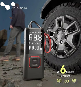 80W Portable Electric Air Pump Power Bank 2000mAh x 3 Cordless Car Air Pump For Car Tires Bicycles with LED Emergency Light