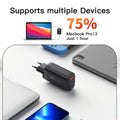 [GaN Tech] Essager 65W 3-Port USB PD Charger 2Type-C+USB-A PD3.0 QC3.0 Fast Charging Wall Charger Adapter EU Plug US Plug UK Plug for iPhone 13 14 14Pro 14Pro Max for Samsung Galaxy S23 for Oppo Reno9 for Huawei Mate50