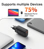 [GaN Tech] Essager 65W 3-Port USB PD Charger 2Type-C+USB-A PD3.0 QC3.0 Fast Charging Wall Charger Adapter EU Plug US Plug UK Plug for iPhone 13 14 14Pro 14Pro Max for Samsung Galaxy S23 for Oppo Reno9 for Huawei Mate50