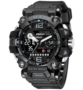 SMAEL Men LED Luminous Waterproof Sports Digital Dual Display Watch Multifunctional Outdoor Calendar Alarm Watch