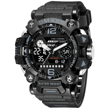 SMAEL Men LED Luminous Waterproof Sports Digital Dual Display Watch Multifunctional Outdoor Calendar Alarm Watch