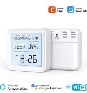 Smart WiFi Hygrometer Thermometer Sensor Indoor Temperature Humidity Monitor Works with Alexa Google Home High Accuracy Remote Control App Sync Time Display