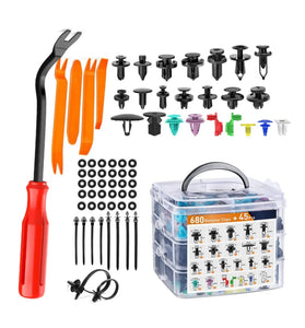 725PCS Fasteners Set Car Push Retainer Clips 23 Most Popular Sizes Door Trim Clip Set for Toyota GM/Ford/Honda/Chevrolet