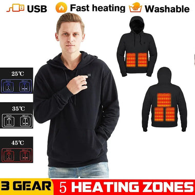 Winter Hooded Electric Heating Sweatshirt Heated Clothes for Men USB Heating Sweatshirt Warm Motorcycle Outdoor Clothing M/L/XL/XXL/XXXL/4XL