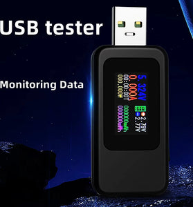 KEWEISI USB Tester Digital Voltmeter Ammeter 0.96 Inch IPS Screen 4-30V 0-5A QC3.0 PD Fast Charging Protocol Power Capacity Meter