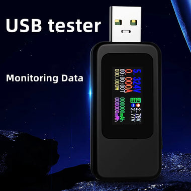 KEWEISI USB Tester Digital Voltmeter Ammeter 0.96 Inch IPS Screen 4-30V 0-5A QC3.0 PD Fast Charging Protocol Power Capacity Meter