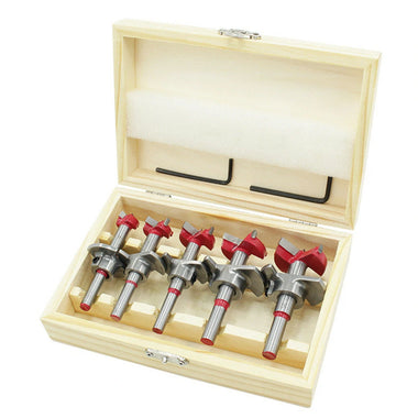 Drillpro 5Pcs Forstner Drill Bit Set 15 20 25 30 35mm Wood Auger Cutter Hexagon Wrench Woodworking Hole Saw For Power Tools