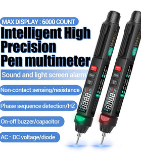 ANENG A3008 Digital Multimeter Auto Intelligent Sensor Pen Tester 6000 Counts Non-contact Voltage Meter VA Color Reverse Display Screen