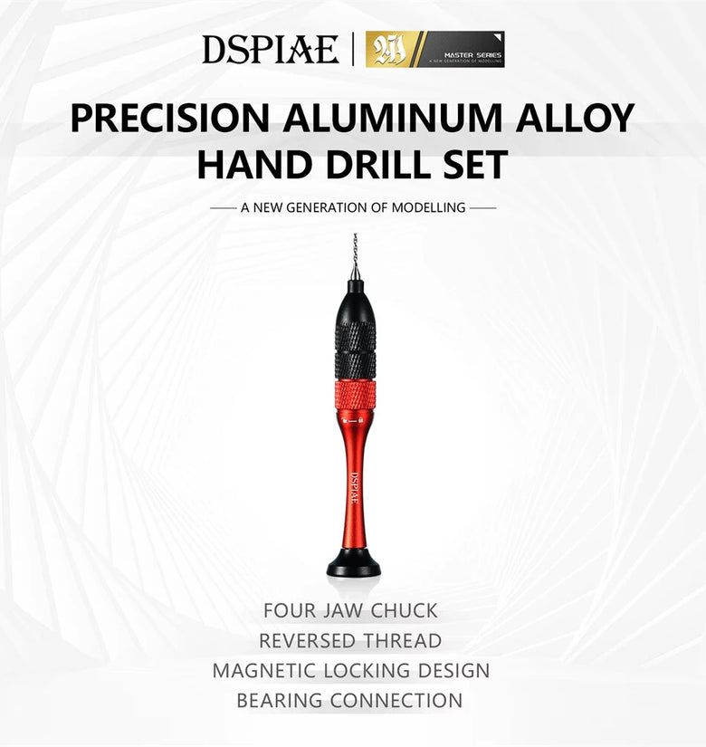 DSPIAE AT-SHD Precision Aluminum Alloy Hand Drill Set with Tungsten Steel Drill Bits High Accuracy Lightweight Design for Model Crafting