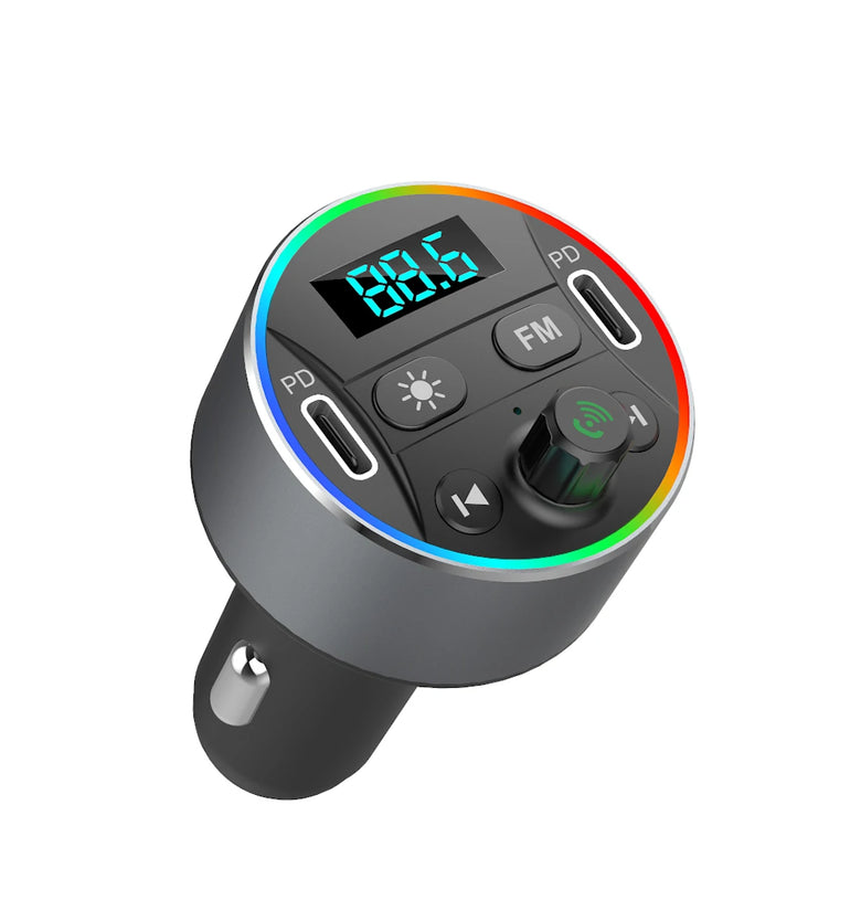 T69 bluetooth V5.0 FM Transmitter Dual 20W PD Car Charger 9 Colors Backlit Light Digital Display Hands-free Calls Voice Control MP3 Music Player Car Kit