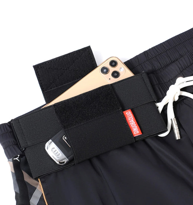 Sports Portable Elastic Mobile Phone Waist Bag Multi-layer Storage Bag for Outdoor Work Travel