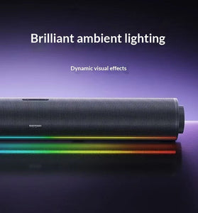 XIAOMI REDMI 20W Computer Speaker Wired bluetooth Soundbar with Side Multifunctional Knob Powerful Quad Drivers CGEC Certificated DSP Technology RGB Light Support USB AUX Playback USB Wired Desktop Soundbar