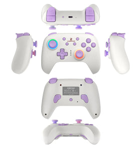 ANBERNIC RG P01 Tri-mode Wireless Game Controller Six-axis Hall Joystick and Trigger Gamepad RGB Light Support Vibration Turbo Function Macro Programming 2.4G/bluetooth/Wired Video Game Player Handle