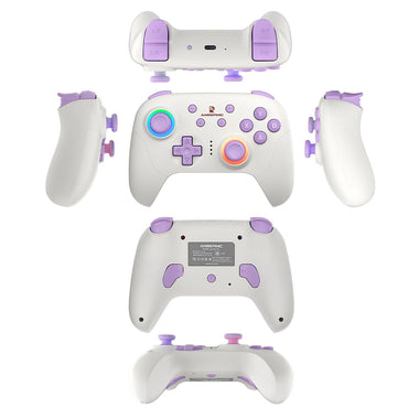 ANBERNIC RG P01 Tri-mode Wireless Game Controller Six-axis Hall Joystick and Trigger Gamepad RGB Light Support Vibration Turbo Function Macro Programming 2.4G/bluetooth/Wired Video Game Player Handle