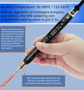 SEQURE S99 Soldering Iron Support PD|QC|DC|PPS Power Supply Compatible with C245 Tip for Drone RC Model Welding Repair Tool Anti-static Welding Pen
