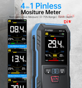 FNIRSI WMT-10 Moisture Meter 2.4 Inch TFT Screen High Precision 0.1% Resolution Rechargeable Battery for Wood Wall Detection