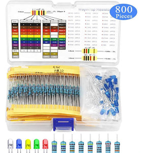 800PCS 300 Values Metal Film Resistor Kit with 5MM LED Light Kit 1% Accuracy 10-1M Electronic Components Kit