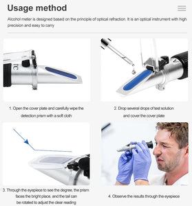 HandHeld Alcohol Refractometer Alcoholometer Alcohol Tester 0-80% Alcohol Sugar Refractometer ATC Wine Measure Tool 30%OFF