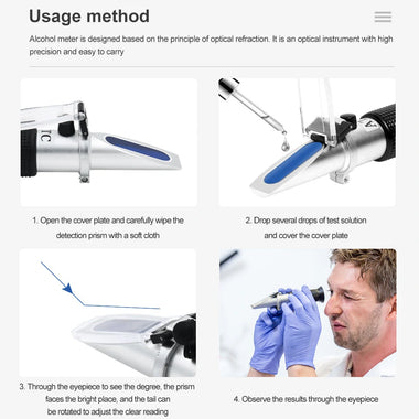 HandHeld Alcohol Refractometer Alcoholometer Alcohol Tester 0-80% Alcohol Sugar Refractometer ATC Wine Measure Tool 30%OFF