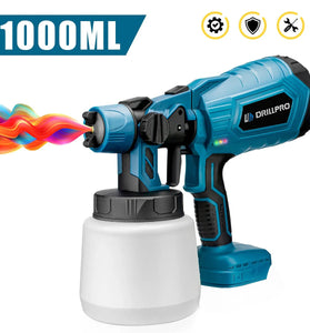 Drillpro 1000ML Cordless Electric Spray Gun Portable Household Paint Sprayer Auto Furniture Steel Coating Airbrush For Mak 18V Battery