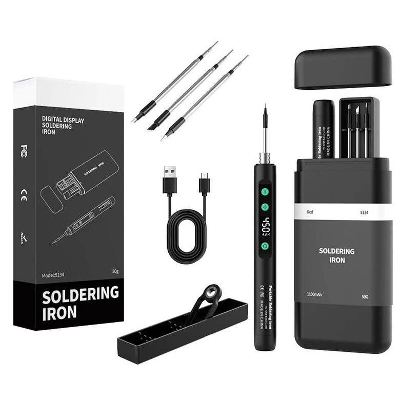 Portable USB Soldering Iron Kit with Intelligent Temperature Control Fast Heating Type-C Interface for Electronics Repair
