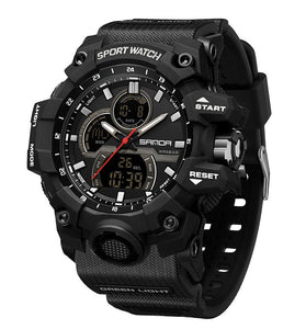 SANDA Men's Dual Display Waterproof Digital Watches Outdoor Sports Wristwatches Movement with Luminous, Stopwatch, Countdown, Alarm & Date Function