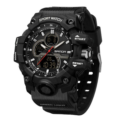 SANDA Men's Dual Display Waterproof Digital Watches Outdoor Sports Wristwatches Movement with Luminous, Stopwatch, Countdown, Alarm & Date Function
