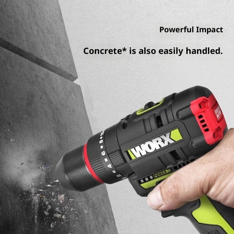 WORX WU131X Cordless Impact Drill 12V Brushless 40Nm 10mm Chuck 2-Speed 2.0Ah Lithium Battery