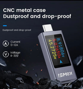 KWS-2303C DC 4-30A 0-12A Multifunctional Digital Display Type-C Tester 1.06 inch TFT Color Screen Voltage Current Power Meter