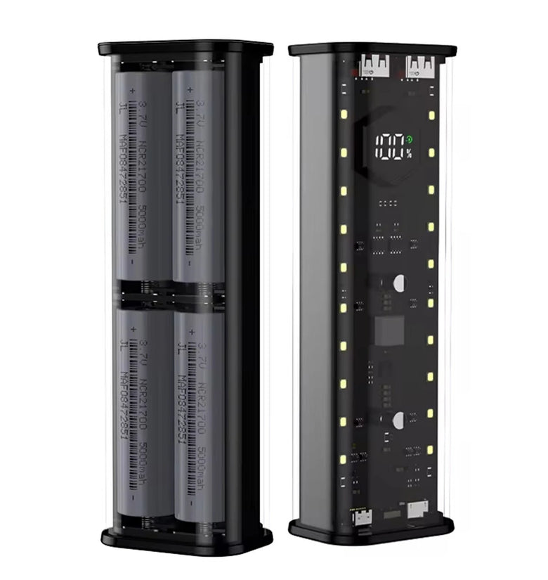 21700 Battery Storage Box 4 Slots DIY Power Bank Box for 21700 Charger Dual USB Output Type-C Input Battery Holder Case