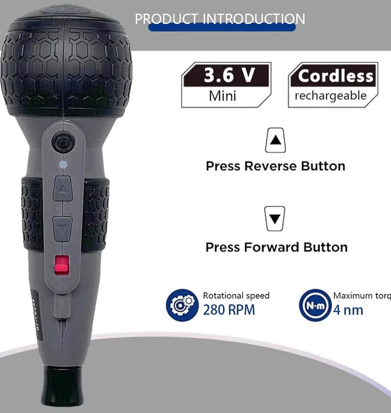 DONUMEH Mini Electric Screwdriver PTS-066 3.6V 1800mAh Lithium Battery Type-C USB 3-Level Adjustable Torque LED Light 300RPM Pen Style Tool