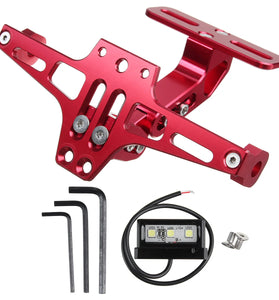12V CNC Motorcycle Alloy License Number Plate Holder Bracket LED Lights Universal