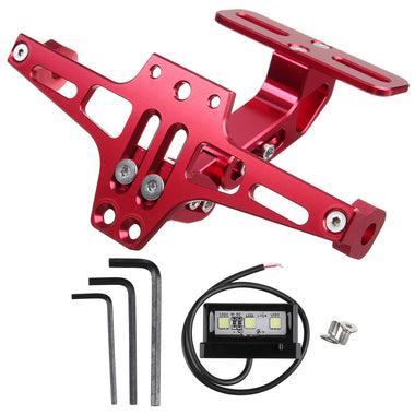 12V CNC Motorcycle Alloy License Number Plate Holder Bracket LED Lights Universal