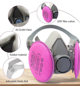 Respirator Mask 2097 Filters Set Dust Mask Silicone Material Adjustable Fit Air Purification for Carpentry Paint Dust Fumes Grinding Welding Chemicals