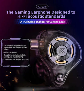 KZ Gale Earbuds 3.5mm Wired Earphones Monitors Super-Linear Driver Hifi Bass IEM Earphone with Detachable Silver-Plated 2Pin Cable for Game