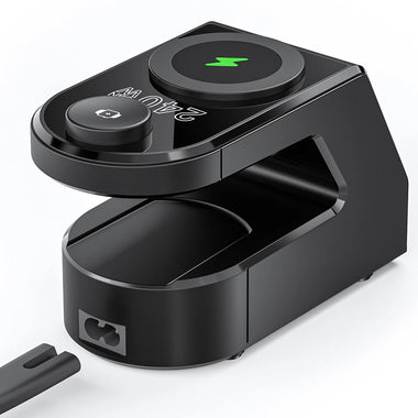 [GaN]Blitzwolf BW-FW10 240W 10-in-1 Wireless Alarm Clock Charger 2USB-A+4USB-C PD3.1/3.0 QC4.0/3.0/2.0 PPS AFC SCP FCP Fast Charging Desktop Charging Station with Time Display and 2 Alarm Clocks EU Plug for iPhone 16 for Samsung for iPad  for Apple Watch