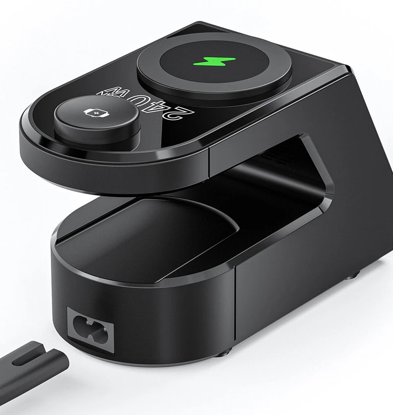 [GaN]Blitzwolf BW-FW10 240W 10-in-1 Wireless Alarm Clock Charger 2USB-A+4USB-C PD3.1/3.0 QC4.0/3.0/2.0 PPS AFC SCP FCP Fast Charging Desktop Charging Station with Time Display and 2 Alarm Clocks EU Plug for iPhone 16 for Samsung for iPad  for Apple Watch