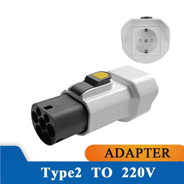 EVqiaoyi TYPE2 V2L European Standard Charging Pile Charger Adapter Type 2 To 220V 16A 3.5KW IP54 Fireproof Material Silver Plated Copper Connector