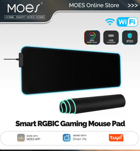 MOES WL6606 Tuya WiFi Smart RGBIC Gaming Mouse Pad 16 Million Color Light DIY Atmosphere Desk Carpet Waterproof Mat for Gaming PC Computer