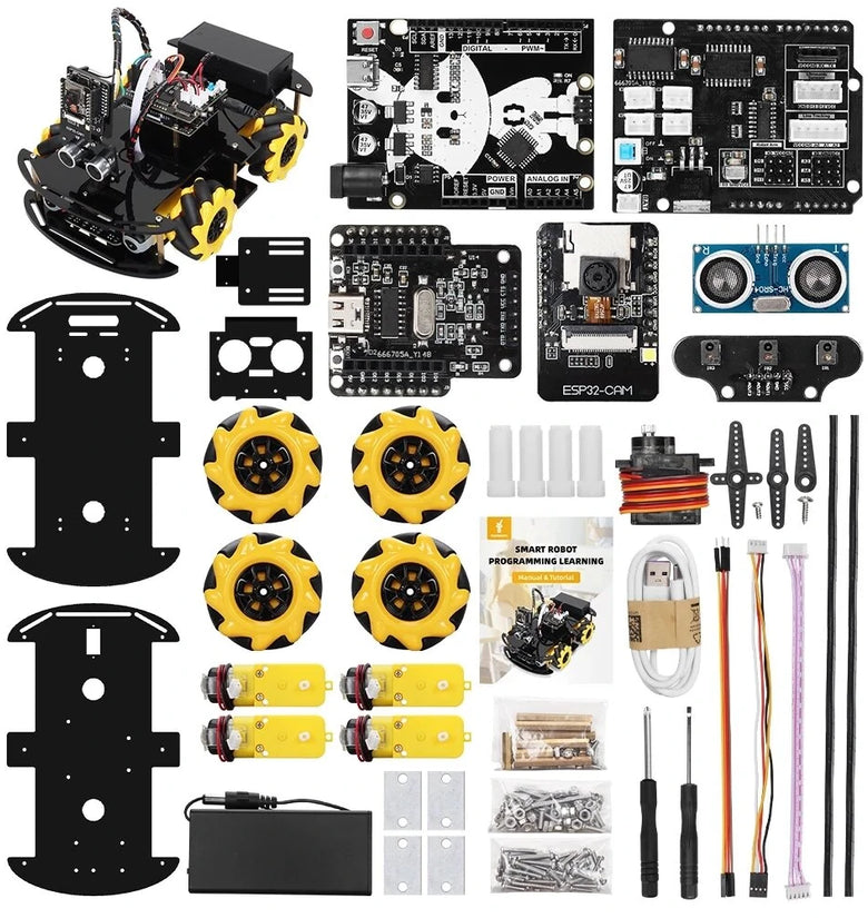 TSCINBUNY Robot Starter Kit For Arduino Programming with APP x ESP32 Camera and Codes Learning Develop Skill Smart Automation Kit